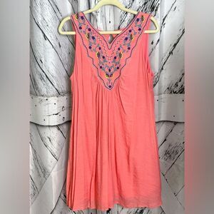 Luxology sleeveless dress with embroidered neckline L